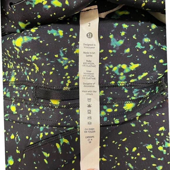 Lululemon Base Pace High Rise Tight 25" | Sparks Fly (Black/Green) Size 2 - Picture 9 of 14